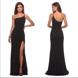 La Femme 28176 Black One Sleeve Gown 8